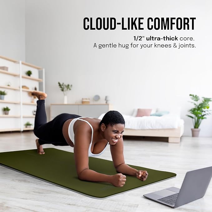 Gogokiwi Extra Wide Yoga Mat for Men Women (72"L x 36"W) Non Slip Fitness & Exercise Mat with Alignment Marks for Yoga, Pilates, Floor Workouts