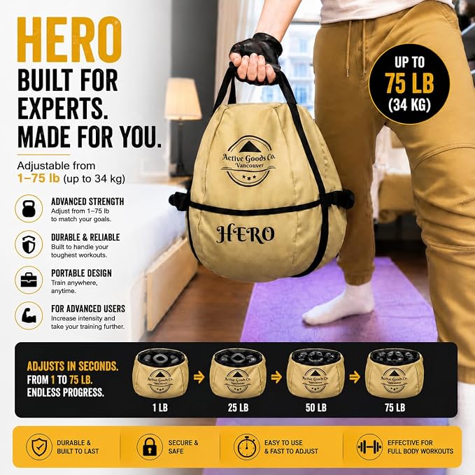 ActiveGoodsCo. Kettlebell Sandbag for fitness workout, different sizes Up to 75lb.