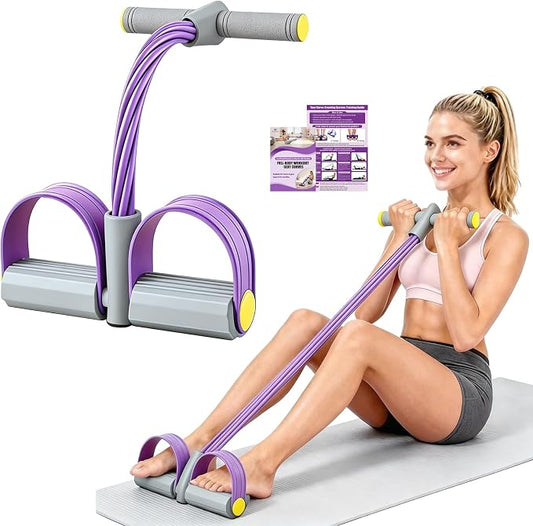 Multifunction Foot Pedal Resistance Bands with Handles, 6-Tube Elastic Yoga Exercise Bands, Home Gym Workout Equipment for Women & Men to Abs, Core, Leg, Arm, Waist Stretching