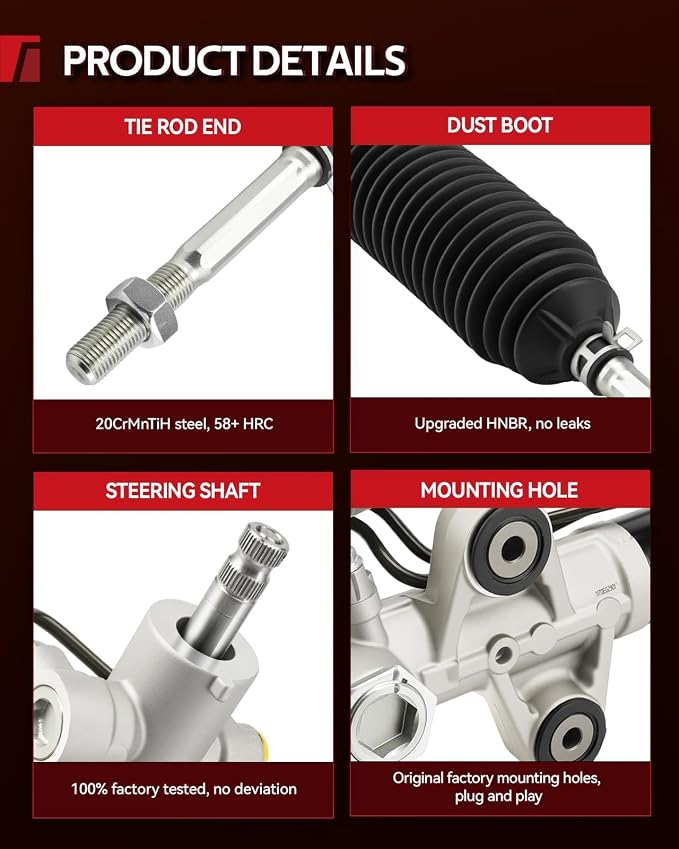 Torchbeam Hydraulic Steering Rack & Pinion Kit Fit for 2003 2004 2005 2006 MDX, with Outer Tie Rod Ends, Replaces OEM 26-2722