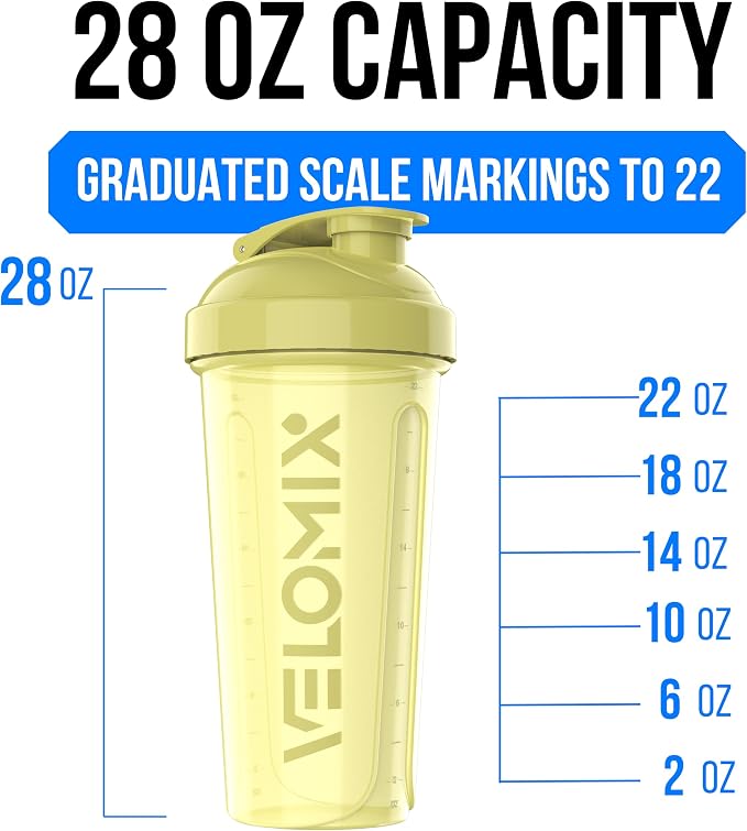 VELOMIX 6 Pack 28oz Protein Shaker Bottle, Pastel Power Series | 6x Wire Whisk, Leak Proof Shaker Cups for Protein Shakes, Stackable, Dishwasher safe, BPA free, Pre Workout and Fitness ready