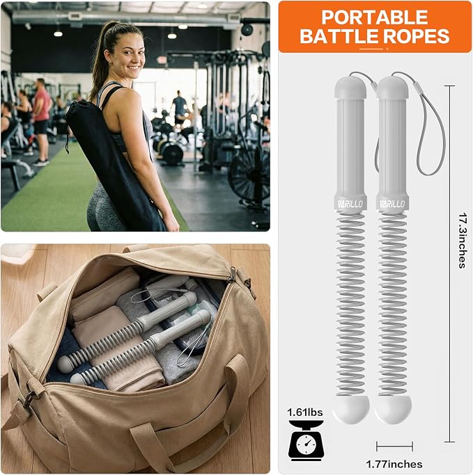 Ropeless Battle Ropes for Home Gym, Portable Cordless Weighted Battle Rope | Storage Bag, Weighted Battle Rope for High Calorie Burn, Men & Women Fitness Equipment, HIIT & Low-Impact Aerobic Training