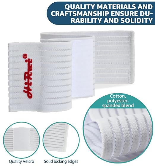 HiRui 2-Pack High-Elastic Wrist Support Straps Wrist Compression Bandage - Wrist Wraps Wristbands for Carpal Tunnel Arthritis Tendonitis Weightlifting Tennis Basketball - Breathable Soft (White)