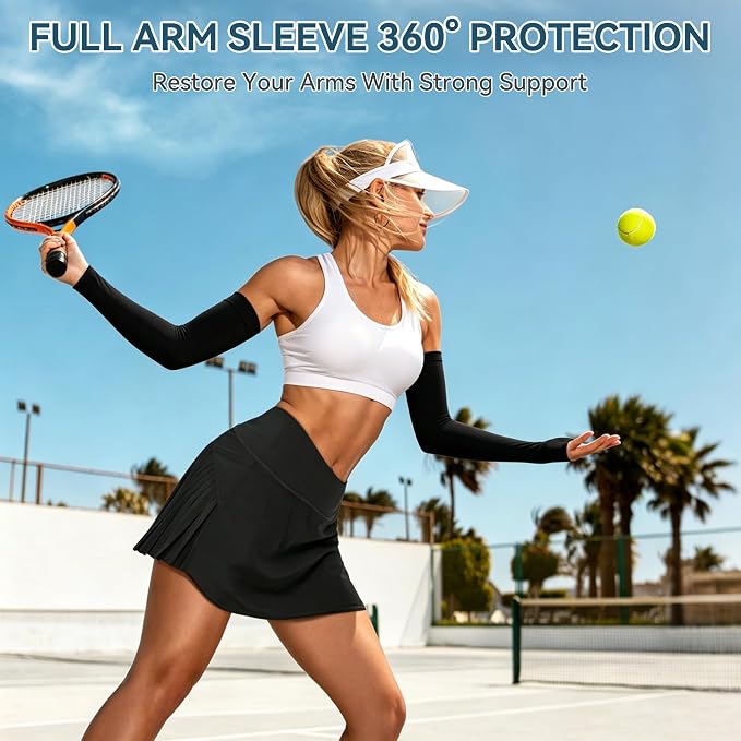1 Pair Medical Full Compression Arm Sleeves with Palm Cover for Women Men | 20-30mmHg Graduated Compression,Arm And Elbow Supports,Silicone Anti-Slip Dots, Lymphedema,Arthritis,Bursitis, Post-Surgery