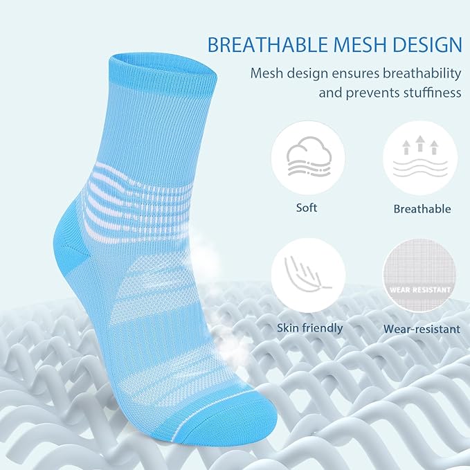 IRAMY Crew Compression Socks for Women Men with Ankle Arch Support Plantar Fasciitis Relief 3/6 Pairs