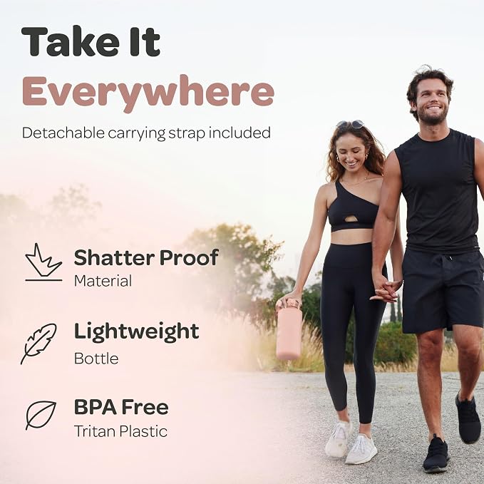 Hydracy Motivational Water Bottle with Time Marker & Fruit Infuser 64 oz | BPA-Free Tritan, Leakproof Flip-Top Lid,No-Sweat Sleeve,Carry Strap,Daily Intake Tracking for Gym,Sports,Outdoors