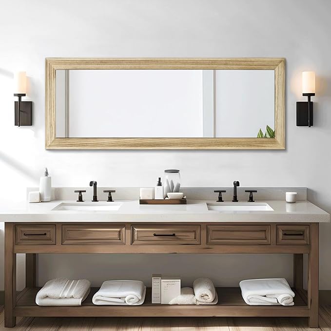 AAZZKANG Full Length Door Mirror Wooden Frame Large Mirrors for Wall 47"x16" Rectangular for Bedroom Living Room Bathroom Dressing Room Home Entryway