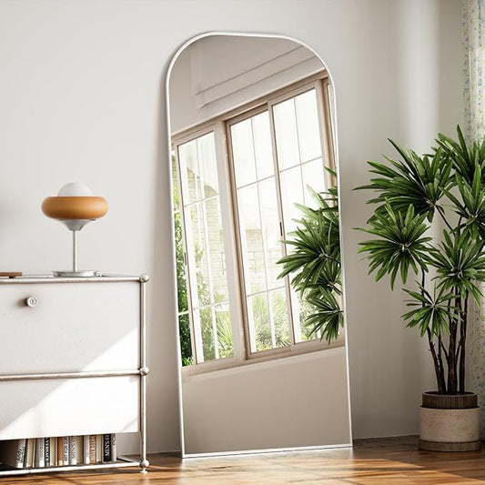 Koonmi Full Length Mirror, 71"x26" Mirror Full Length with Stand | Domed Top Square-Edged ShatterProof Floor Mirror with Sliver Aluminum Alloy Frame for Bedroom Living Room Home Gym