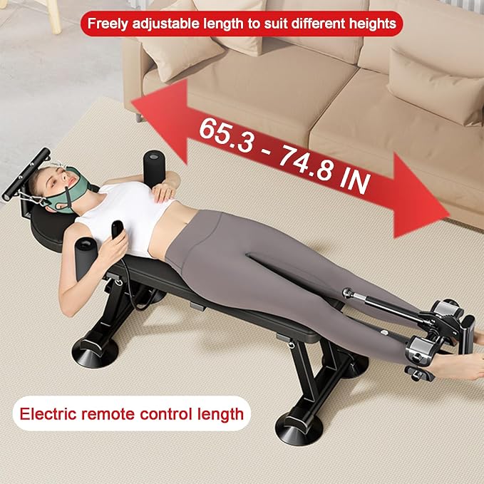 Fitness Full Body Traction Table, Massage Cervical Traction Bench & Lumbar Traction Bed, Home Stretch Decompression Machine for Tension Relief, Lumbar Stretching