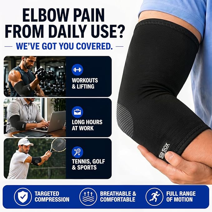 SB SOX Elbow Brace Compression Sleeve for Men & Women