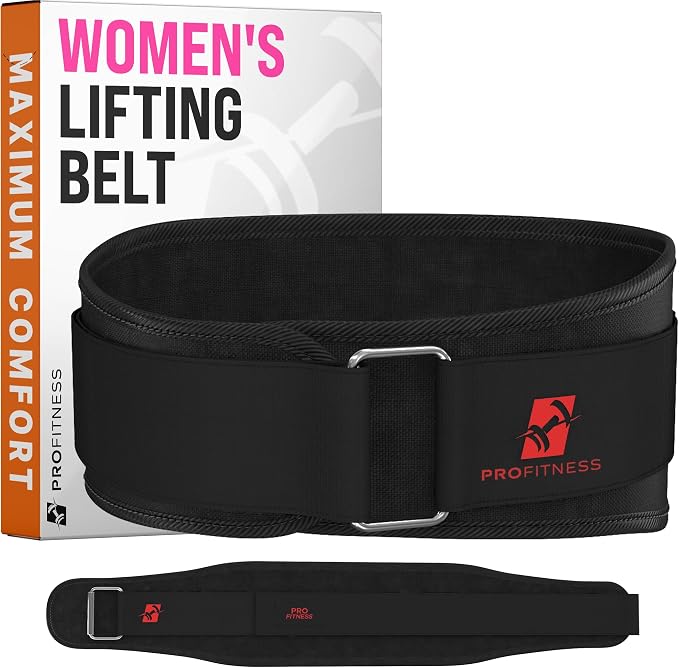 ProFitness Weight Lifting Belt for Women - 4'' Wide Comfortable Workout Belt for Women - Weight Belt for Women Squats & Deadlifts - Back Support Weight Lifting Belt Women & Men