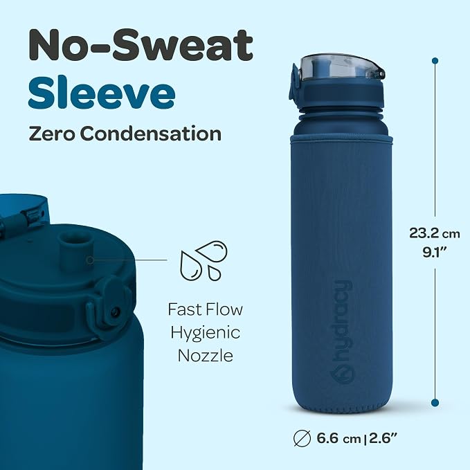 Hydracy Motivational Water Bottle with Time Marker & Fruit Infuser 17 oz | BPA-Free Tritan, Leakproof Flip-Top Lid,No-Sweat Sleeve,Carry Strap,Daily Intake Tracking for Gym,Sports,Outdoors