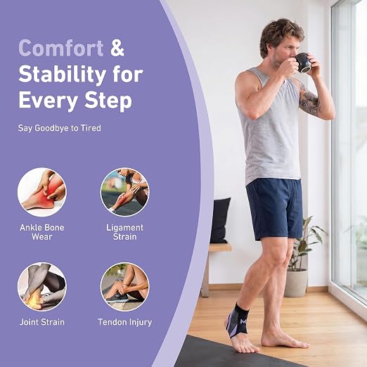 Ankle Brace for Men & Women, Purple, 2 Pc | Breathable Compression, Plantar Fasciitis Relief, Adjustable, Sprain Recovery & Sports Protection