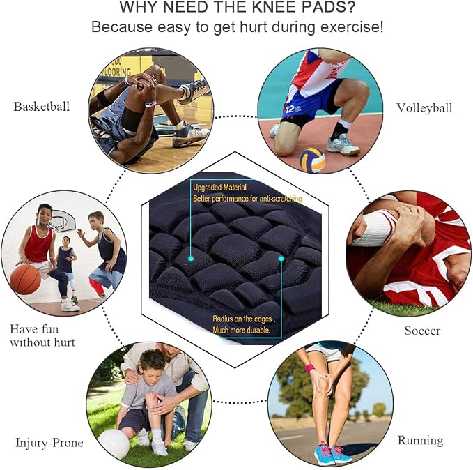 SZKANI Knee Pads Compression Leg Sleeve Knee Sleeve for All Sports Wrestling Protector Gear, 1 Pair of Knee Paded