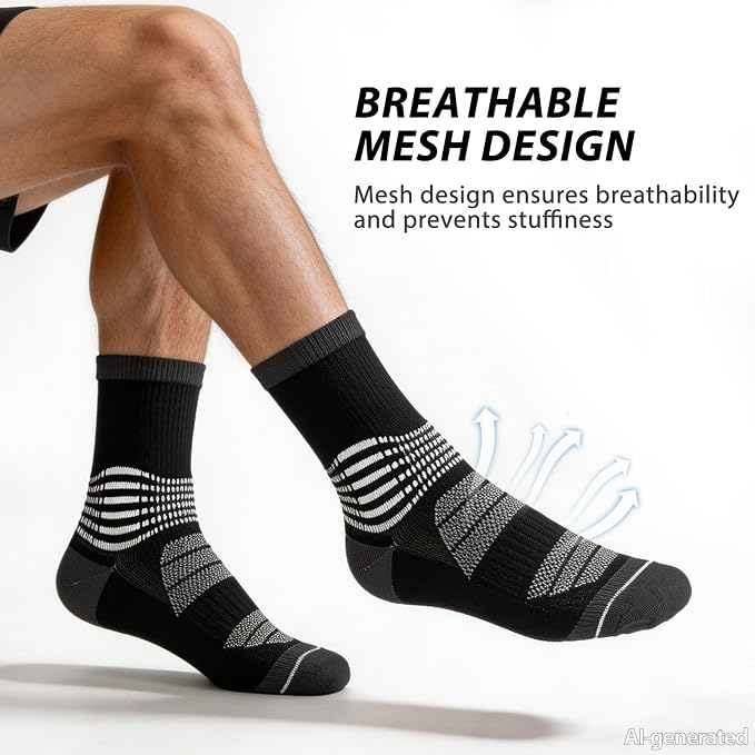 IRAMY Crew Compression Socks for Women Men with Ankle Arch Support Plantar Fasciitis Relief 3/6 Pairs