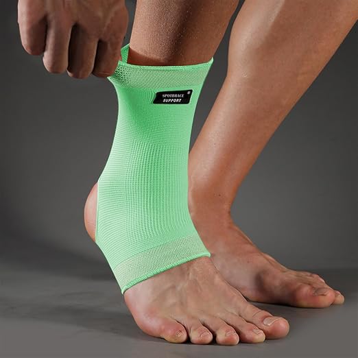 SPOTBRACE Ankle Brace Compression Sleeve, Ankle Support For Women Men 2Pack | Elastic, Open Heel, Green, Breathable, Thin, Soft, Foot Compression Sock Wrap for Swelling, Plantar Fasciitis, Sprain, Size S