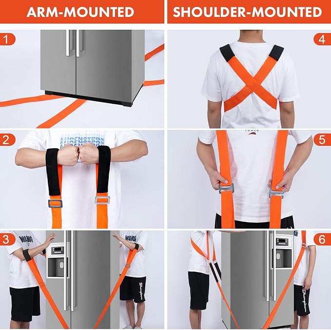 Moving Straps Lifting（Padded） one Person 2-Person Lifting and Moving System Appliance,for Harness Moving Mattress Couch Furniture Heavy Things,Suitable Professional Moving Body Strap Wrist Strap