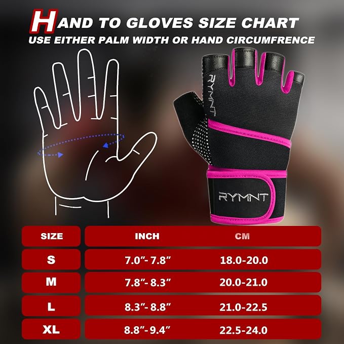 Workout Gloves for Women Men with Wrist Wrap Support Weight Lifting Gloves | Padded Gym Gloves for Weightlifting, Exercise, Crossfit, Resistance Training, Wrist Protection, Full Palm Grip, Fingerless