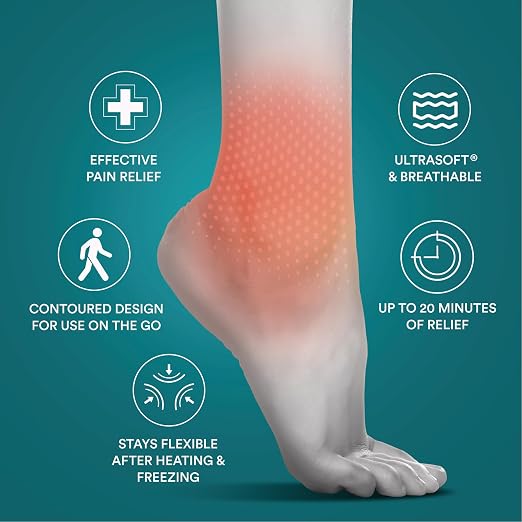 Homedics Hot and Cold Relief Gel Ankle Sleeve, Heat or Ice Therapy | for Sore Ankles and Heels, Soft-Touch Stretch Fabric, Contoured Hydrogel Design for Comfort and Relaxation