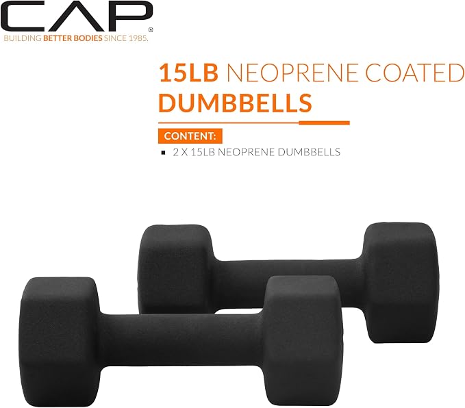 CAP Barbell Neoprene Dumbbell Weights Pairs & Sets | Black
