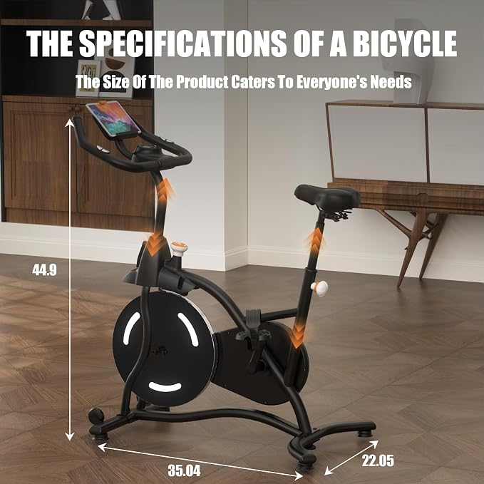 Cyclerade Exercise Bike, Low Noise Indoor Stationary Cycling Bike with APP Sports Data Link Adjustable Resistance With Flat Stand