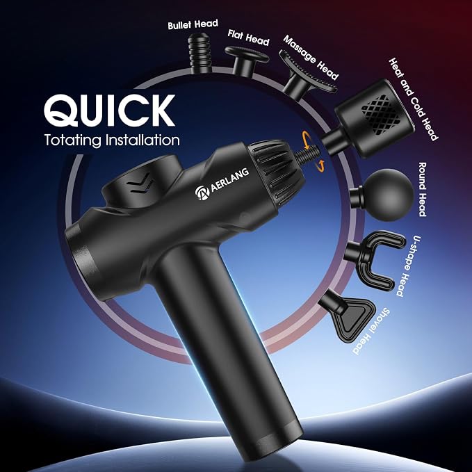 AERLANG Massage Gun with Heat and Cold,Massage Gun Massage Gun Deep Tissue | Back Massager for Pain Relief,Percussion Muscle Massager,Handheld Messager with 7Heads&Silent 20speeds Smart LCD