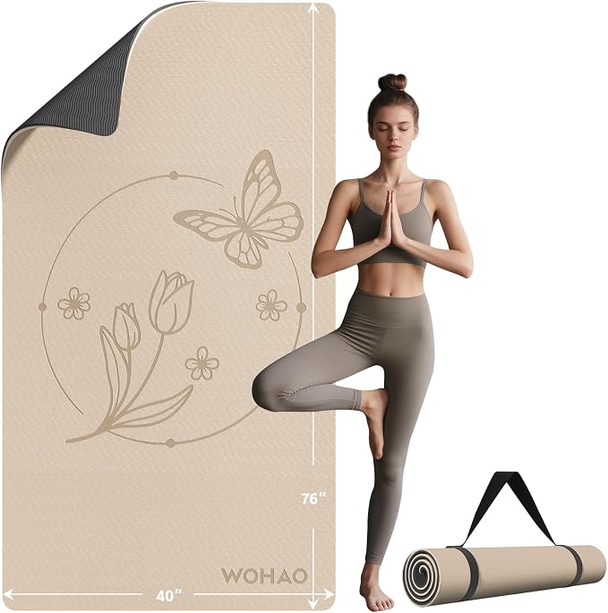 Large 76"x40"x0.4" Yoga Mat | Extra Width & Thick, Non-Slip Exercise Mat, Versatile for Stretching, Yoga Studio, Gym, Home & Indoor/Outdoor Workouts