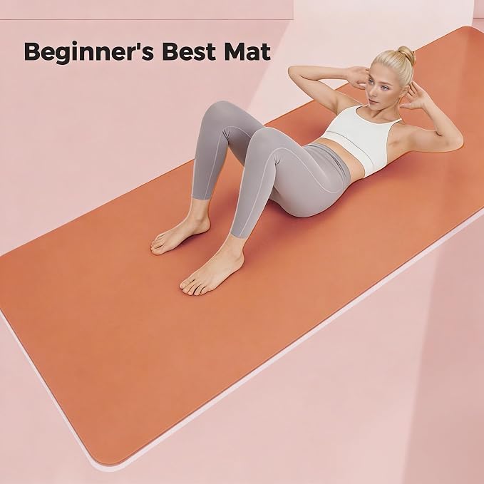 Keep 72" x 24" TPE Yoga Mat Non Slip, 1/4 Inch (6mm) Exercise Mat for Home Workout, Gym, Yoga, Pilates & Stretching with Carrying Strap, Oat White