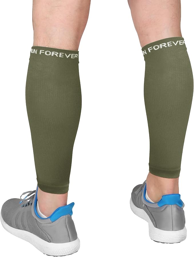 Run Forever Calf Compression Sleeve for Men & Women, 20-30mmHg Compression | Leg Sleeve for Shin Splints, Varicose Veins, Swelling & Pain Relief | Footless socks for Running, Cycling & Travel