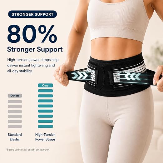 Lightweight Back Brace for Women and Men Lower Back Pain, Adjustable Lumbar Support Belt for Back Comfort, Sciatica, Hip and Spine