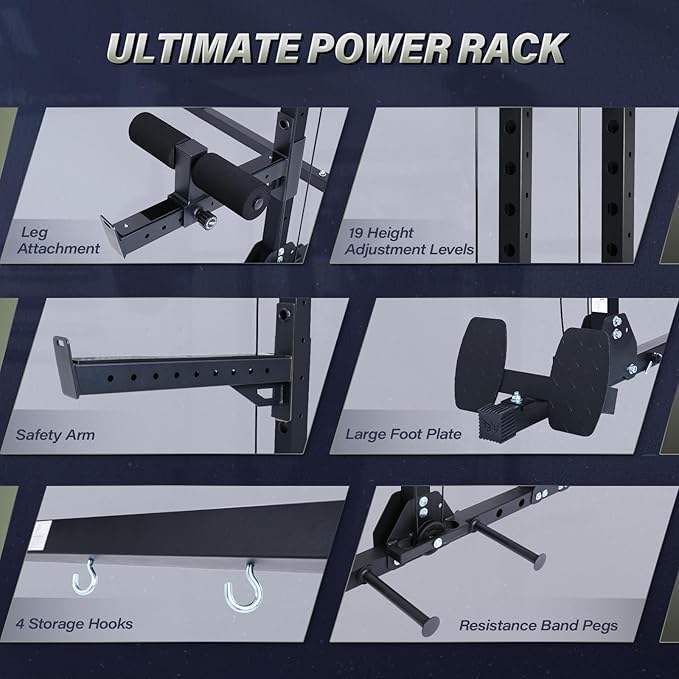 MAJOR FITNESS Drone3 Power Rack, 2500lbs Multi-Function Home Gym Squat Rack with Dual Pulley System, Pull-Up Bar & J-Hooks, Heavy-Duty Steel Frame for Maximum Stability & Strength Training