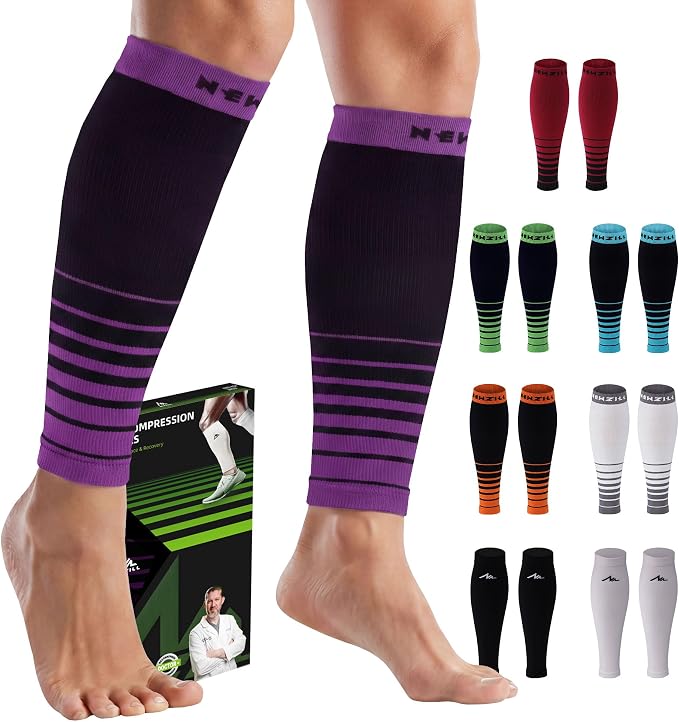 NEWZILL Compression Calf Sleeves (20-30mmHg) for Men & Women Perfect Option to Compression Socks for Running Travel Nursing