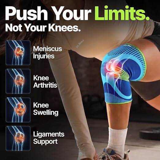 DR. BRACE Elite Compression Knee Brace for Women & Men, (2-Pack) Knee Support Compression Sleeve, Workout Sports Knee Braces for Meniscus Tear, ACL & Arthritis Pain Relief - Check Size Guide Video (Zeus, Medium)