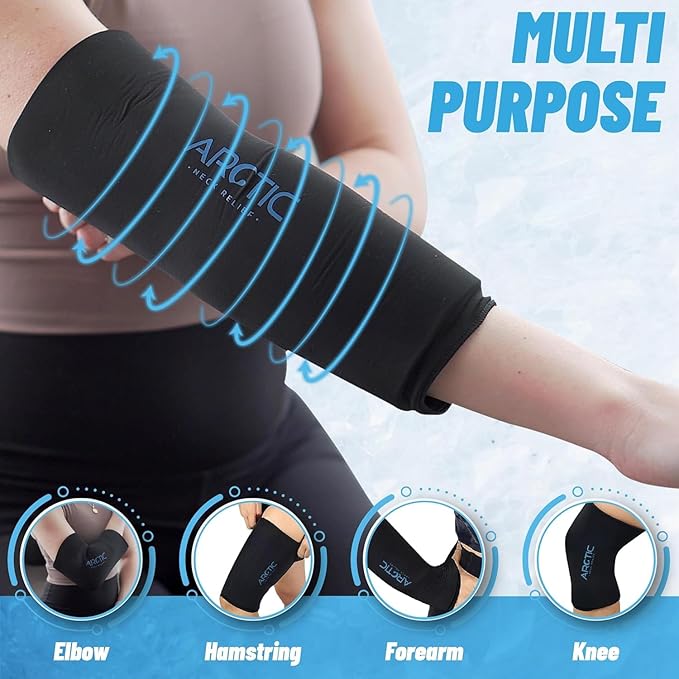 2 Pack | Premium Elbow Ice Pack Wrap & Knee Ice Pack Wrap - Ice Sleeves, Reusable Gel Ice Wrap, Elbow Cold Compression, (Large)