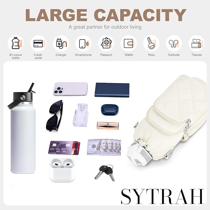 Water Bottle Bag Crossbody，Insulated Holder Purse