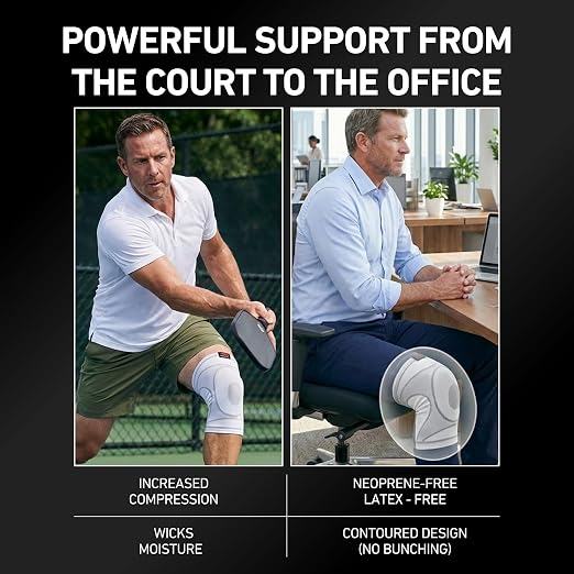 McDavid 4-Way Elastic Knee Sleeve, Compression Knee Support for Pain Relief, Soreness, All-Day Daily Activity White/Grey L