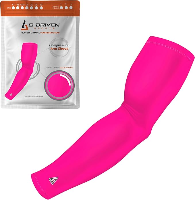 Pro-Fit Compression Arm Sleeve for Men, Women & Youth, Volleyball Baseball Basketball Weightlifting - Single