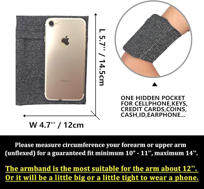 Small Armband Football Basketball Skating Biking - Cell Phone Protective Arm Band Sleeve Strap Pocket Pouch for iPhone 6S 7 8 X XR XS 11 12 13 14 15 Pro Running Walking Jogging/Variegated Black