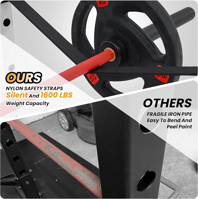 GarveeLife Power Cage, Multi-Function Squat Rack with LAT Pulldown, 1600 LBS Weight Capacity Fitness Power Rack with Cable Pulley System and j-Hooks, Dip Bars and Landmine Attachment for Home Gym