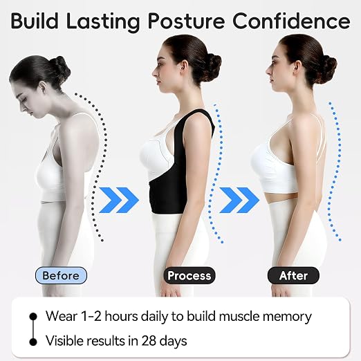 babaka Posture Corrector for Women and Men, Invisible Lightweight Adjustable Back Brace for Upper and Lower Back Pain Relief, Hunchback, Hump, Scoliosis, Thoracic, Spine Corrector Under Clothes (Black, Small, Waist: 25''-30'')