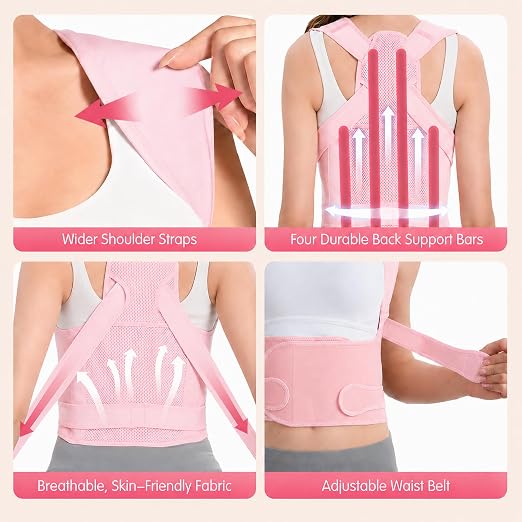 Posture Corrector for Women & Men, Adjustable Full Back Brace Support | Breathable Shoulder Straightener, Spine Support for Upper & Lower Back, Scoliosis & Hunchback Correction, Back Pain Relief
