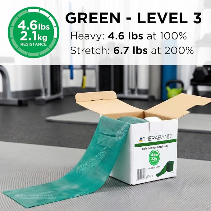 THERABAND Resistance Band, 50-Yard Roll, Latex Elastic Band for Exercise, Stretching, Physical Therapy, Yoga, Pilates, Home Workouts, Cut-to-Length, Color-Coded Levels