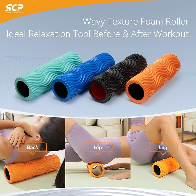 SUBCULTUREPICK Foam Roller Muscle Massage Roller for Back Pain & Stretching | Ergonomic Wide Wave Textured - Deep Muscle Massager for Pilates Yoga, Athletics, Fitness Exercise Roller for Whole Body