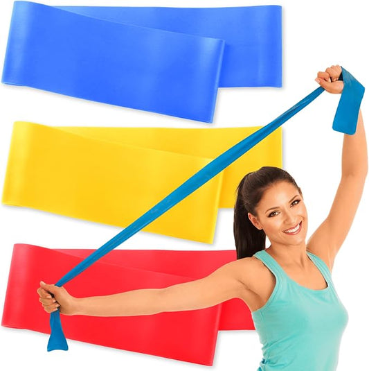 RMS Resistance Bands for Working Out, Physical Therapy, Yoga & Pilates | Set of 3 Latex Free Exercise Bands with Instruction Guide, Occupational Therapy and Rehabilitation Aid for Disabled