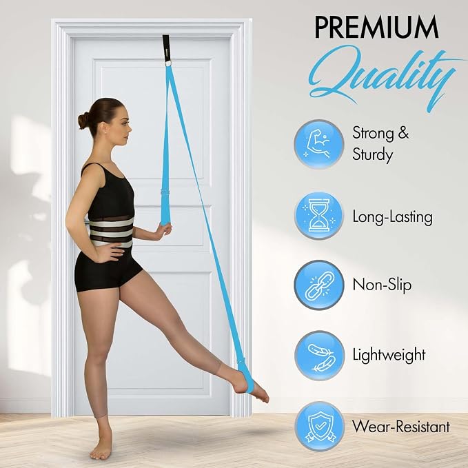Stretching Strap with Door Anchor for Splits and Flexibility Training | Improve Leg Flexibility at Home, Ideal for Ballet, Dance, Cheerleading, Yoga, Pole Dance and Gymnastics