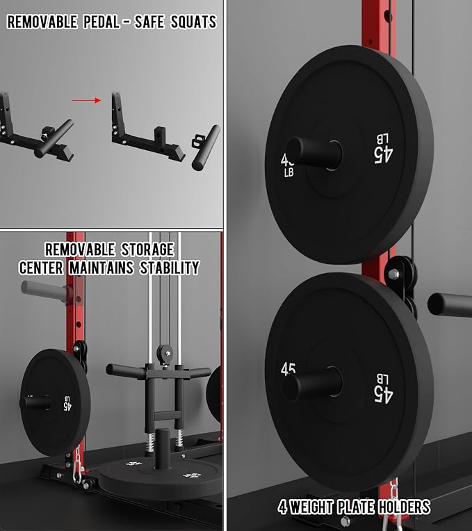 Eonfit E2 Power Rack, Squat Rack with Cable Crossover for Home Gym | Power cage with Pivot Arms Functional Trainer Pulley System Lat Pull Down For Garage Gym Strength Training