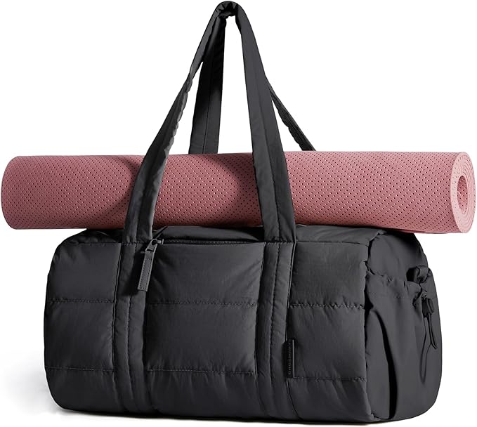 BAGSMART Reiki Gym Bag for Women Puffy Yoga Mat Travel Weekender Duffle Bag | Lint-Resistant Lining, Wet-Dry Pocket & Anti-Slip Mat Loop, Ultra-Light, Roomy for Workout Gear, Water Bottle, Travel, Sports