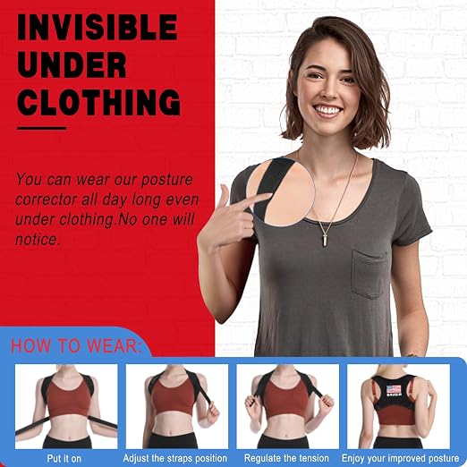 Posture Corrector Upper Back Brace Neck Shoulder Back Support Brace Pain Relief Belt for Women Men Braces Spine Straightener Breathable
