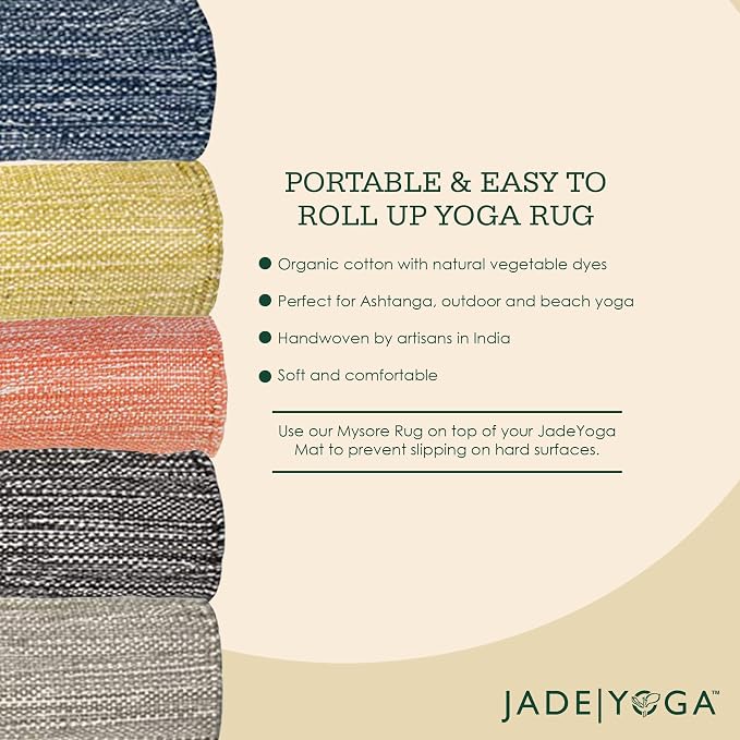 Jade Yoga Organic Cotton Hand Loomed Yoga Mat 72" Indigo