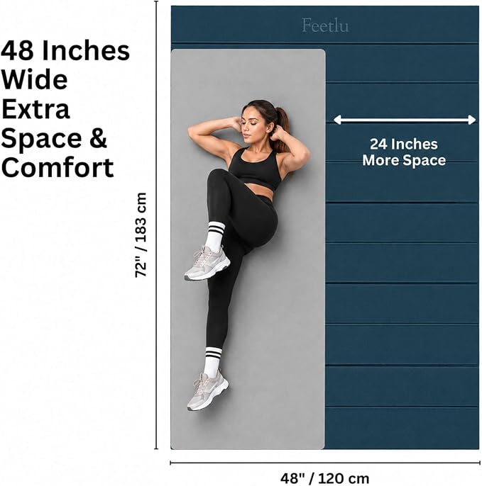 Foldable Large Yoga Mat, Extra Space 72"L x 48"W (183 x 122 cm), 6mm & 8mm Thick, Workout Mat for Home Gym and Travel - Anti-Slip Folding Exercise Mat for Yoga & Pilates